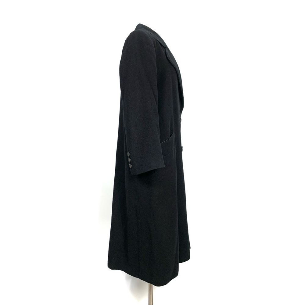 Camel Hair Black Double Breasted Trench Full Length Pea Coat - Picture 4 of 16